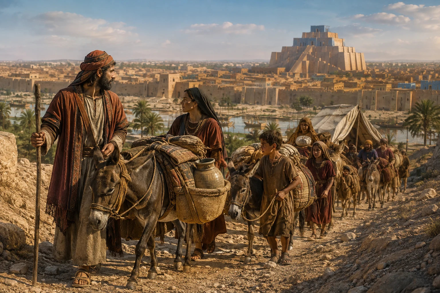 Caravana de la tradición de Abraham partiendo de Ur.