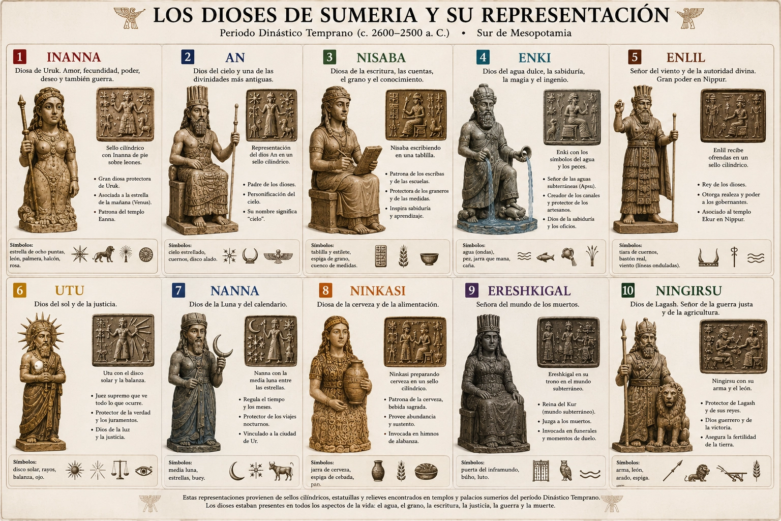 Principales dioses en la época mesopotámica.