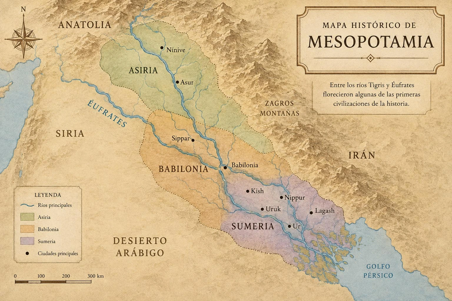 Paisaje de Mesopotamia entre el Tigris y el Éufrates.