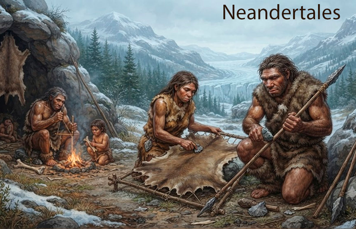 Reconstrucción de neandertales.